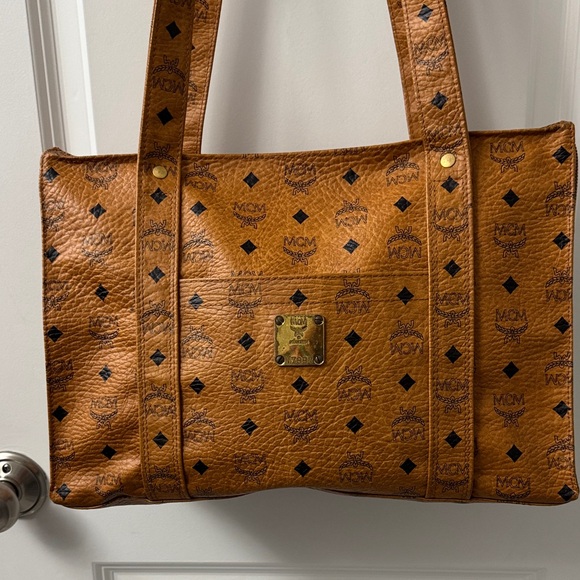 MCM Handbags - MCM Cognac Visetos Tote Bag